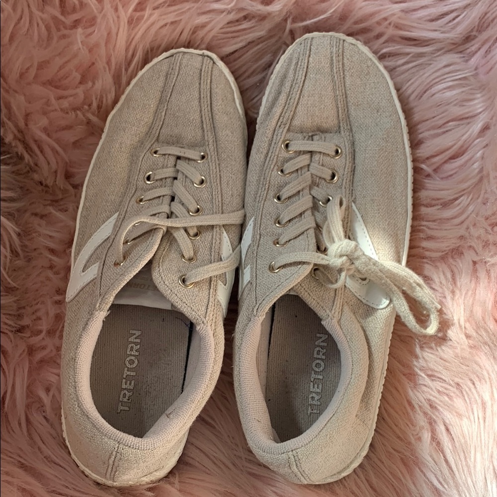 Tretorn Beige Canvas Sneakers
